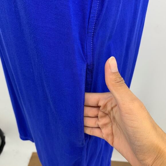 Splendid Tee Dress Womens S Small Royal Short Sleeve Chest Pockets Stretch Mini - Picture 5 of 11